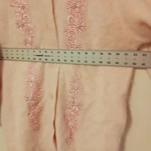 Lee Sands O/S Granny Core Long Angora Blend Baby Pink Cardigan W/ Embellishment - Picture 12 of 16